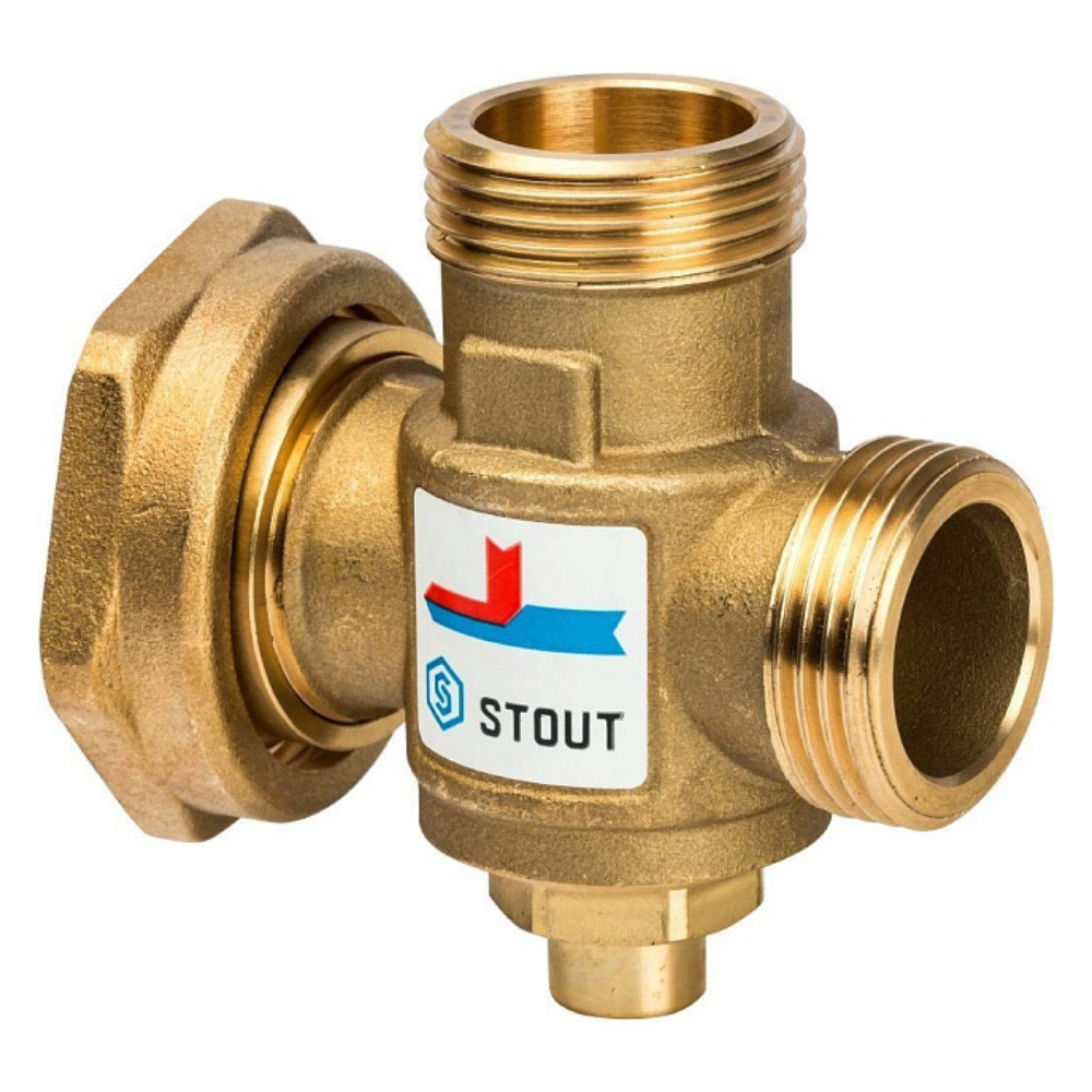 Термостатический смесительный клапан 1" НР - 1 1/2" ВР - 1" НР, 60°С / Stout фото на multiBOX