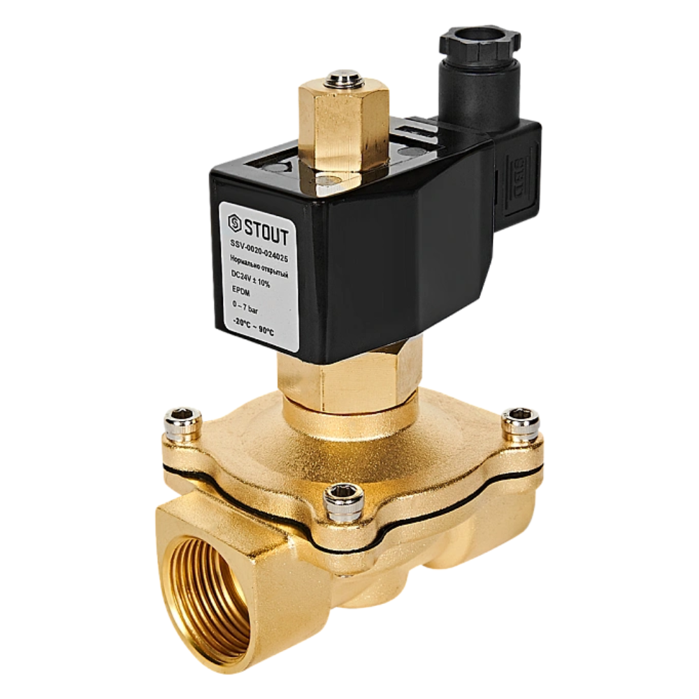 Электромагнитный клапан 1" НО, 24В, прямого действия / Stout фото на multiBOX