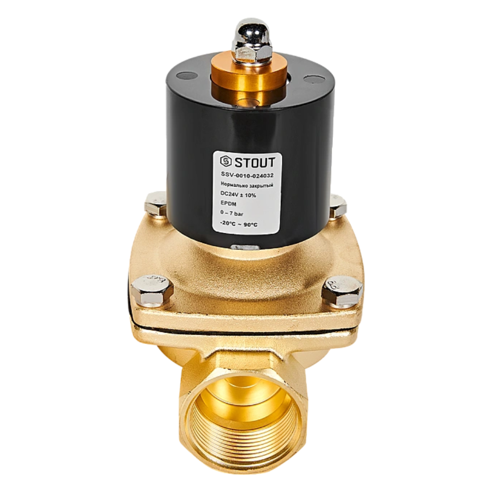 Электромагнитный клапан 1 1/4" НЗ, 24В, прямого действия / Stout фото на multiBOX