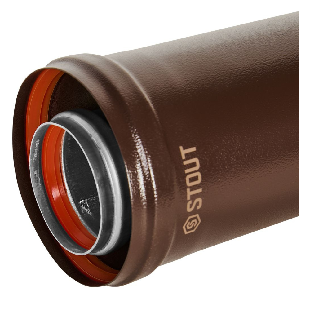 Удлинитель D60/100 п-м L1000 мм, коричневый, традиционный / Stout фото на multiBOX