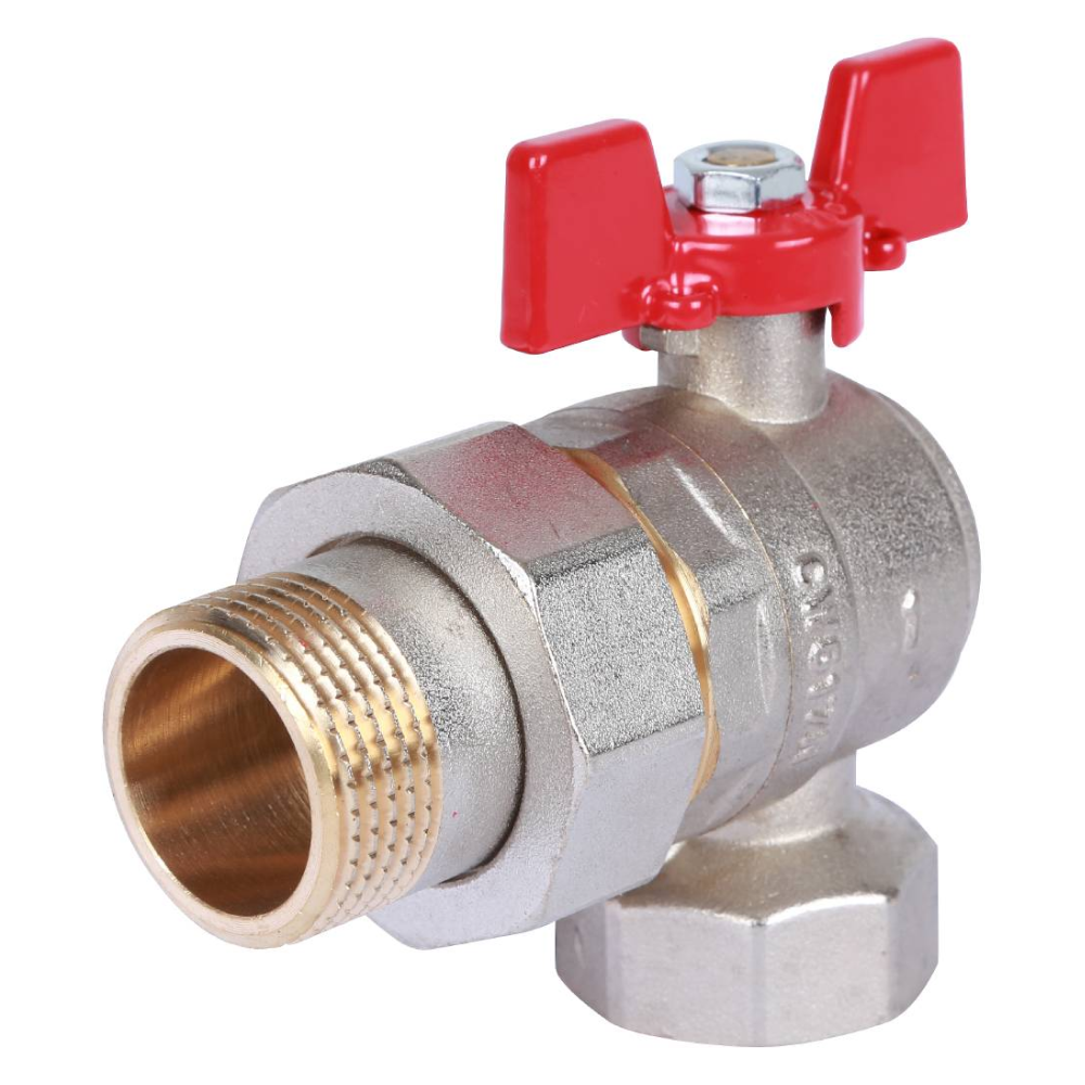 Кран шаровой угловой с американкой 1" ВР-НР, ручка бабочка / Rommer фото на multiBOX