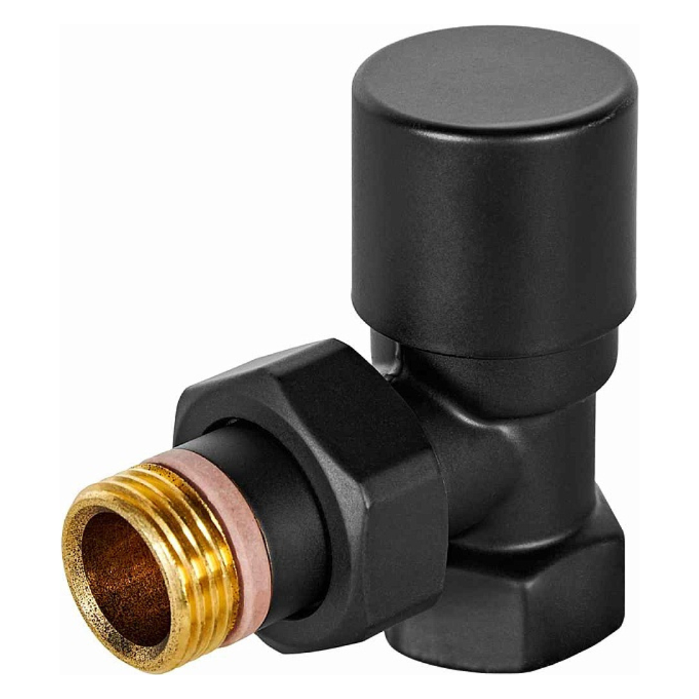 Запорно-балансировочный клапан DESIGN 1/2" черный, угловой / Stout фото на multiBOX