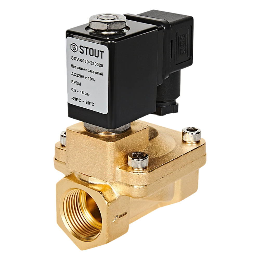 Электромагнитный клапан 3/4" НЗ, 220В, непрямого действия / Stout фото на multiBOX