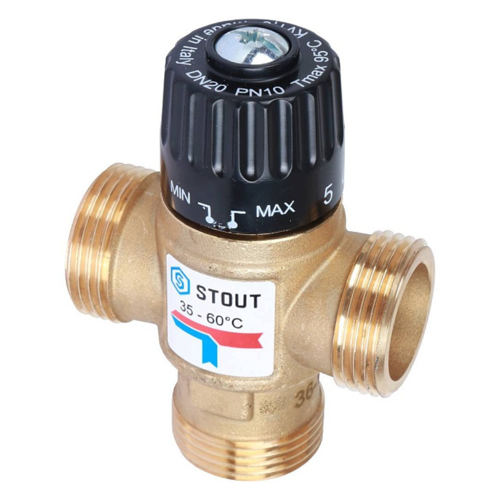 Термостатический смесительный клапан 1" НР, 35-60°С, KVs 1.6 / Stout фото на multiBOX