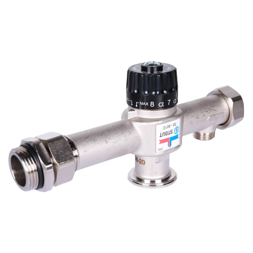 Насосно-смесительный узел с терм. клапаном 30-60°C, без насоса / Stout фото на multiBOX