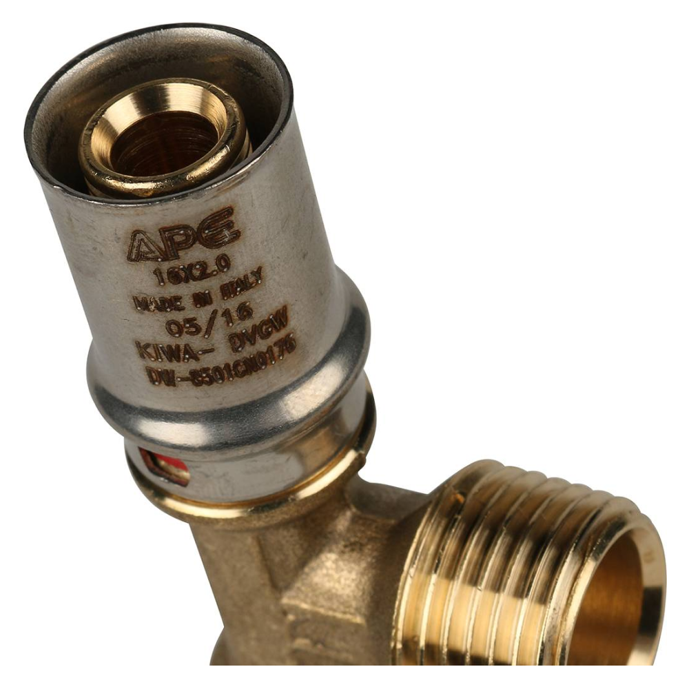 Тройник-переходник с наруж. резьбой 16х1/2"х16 для металлопластиковых труб прессовой / Stout фото на multiBOX