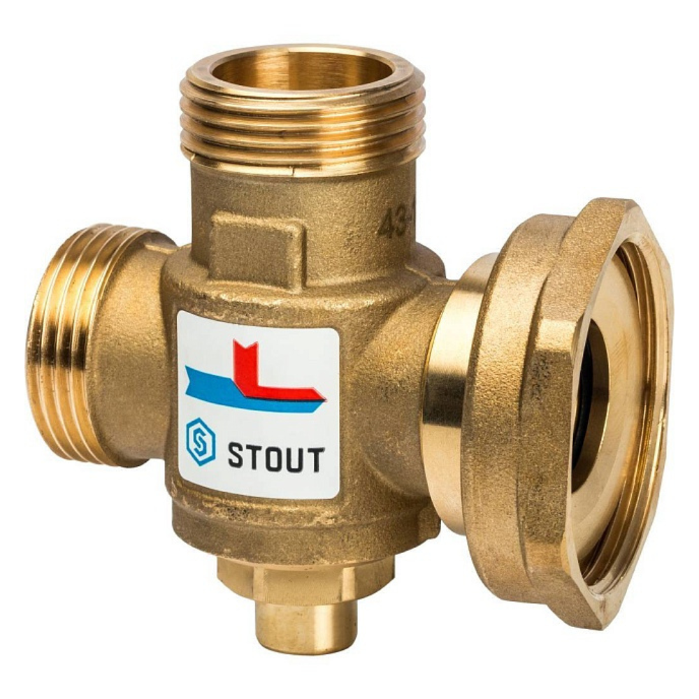 Термостатический смесительный клапан 1" НР - 1 1/2" ВР - 1" НР, 60°С / Stout фото на multiBOX