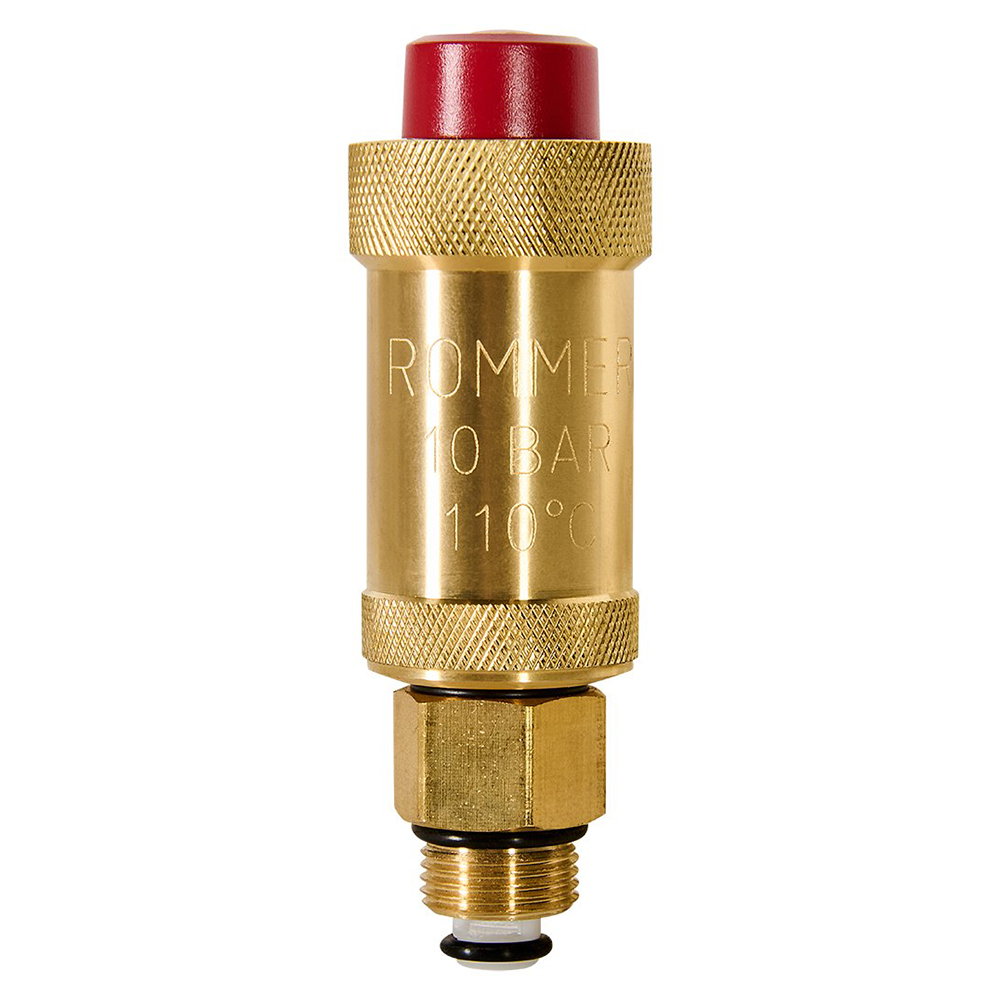 Воздухоотводчик автоматический FLEX 3/8" НР верт. выпуск c отсечным клапаном, без покрытия / Rommer фото на multiBOX