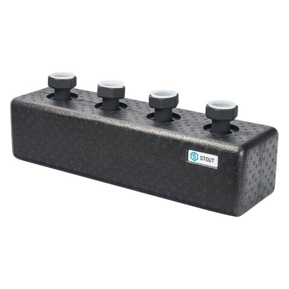 Распределительный коллектор на 2 контура DN25 в теплоизоляции / Stout фото на multiBOX