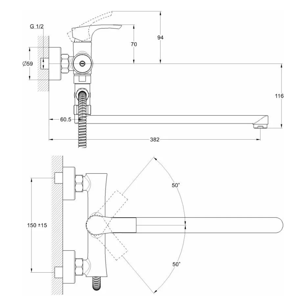 Смеситель для ванны D25-B, серия 580 (EC0583) / Econoce фото на multiBOX