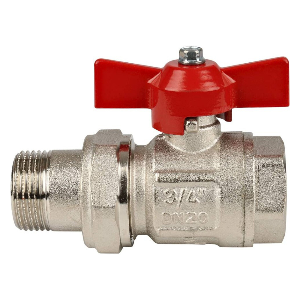 Кран шаровый с накидной гайкой IDEAL 098, 1" НР-ВР полнопроходной, ручка бабочка / Itap фото на multiBOX