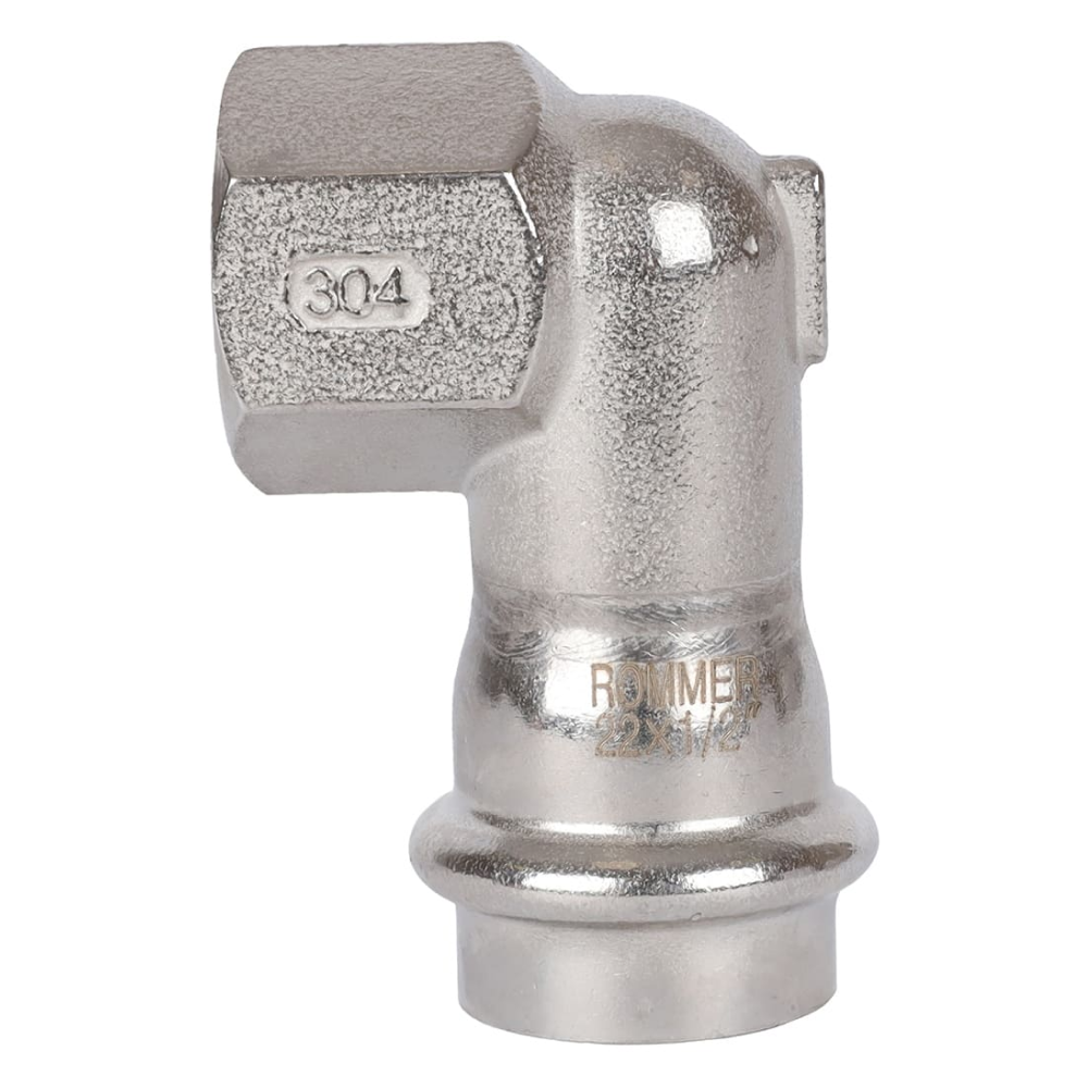 Угольник-переходник ВПр-ВР 22х1/2" из нерж. стали прессовой / Rommer фото на multiBOX