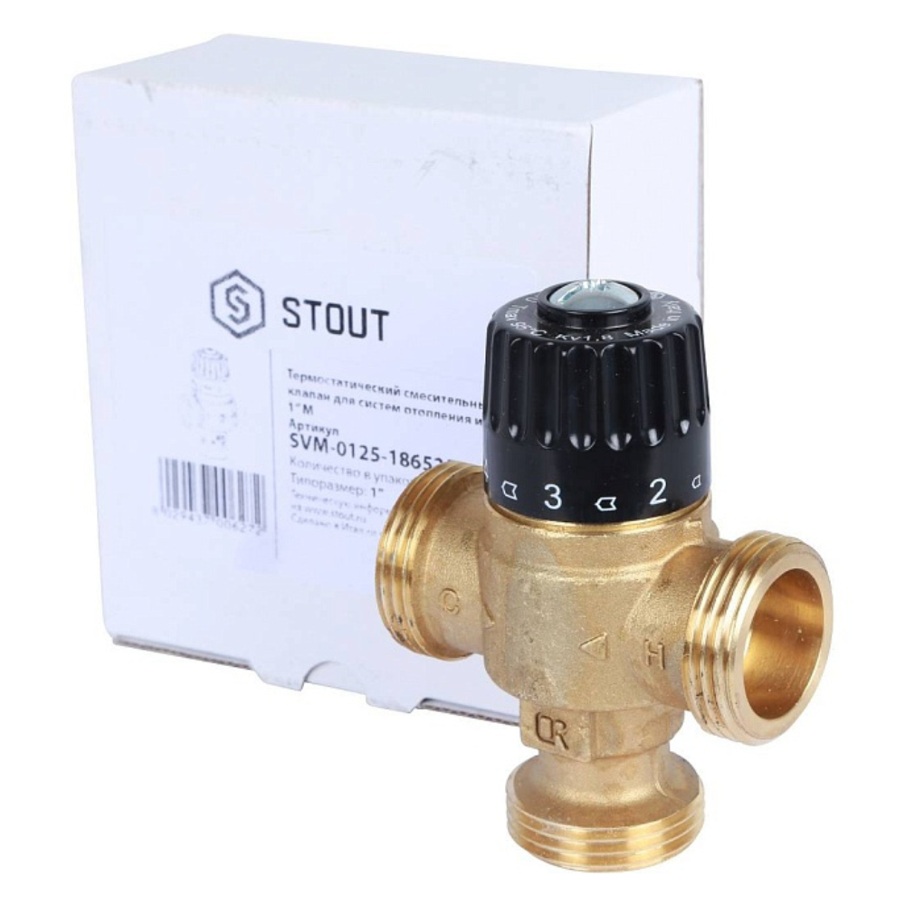 Термостатический смесительный клапан 1" НР, 30-65°С, KVs 1.8 / Stout фото на multiBOX