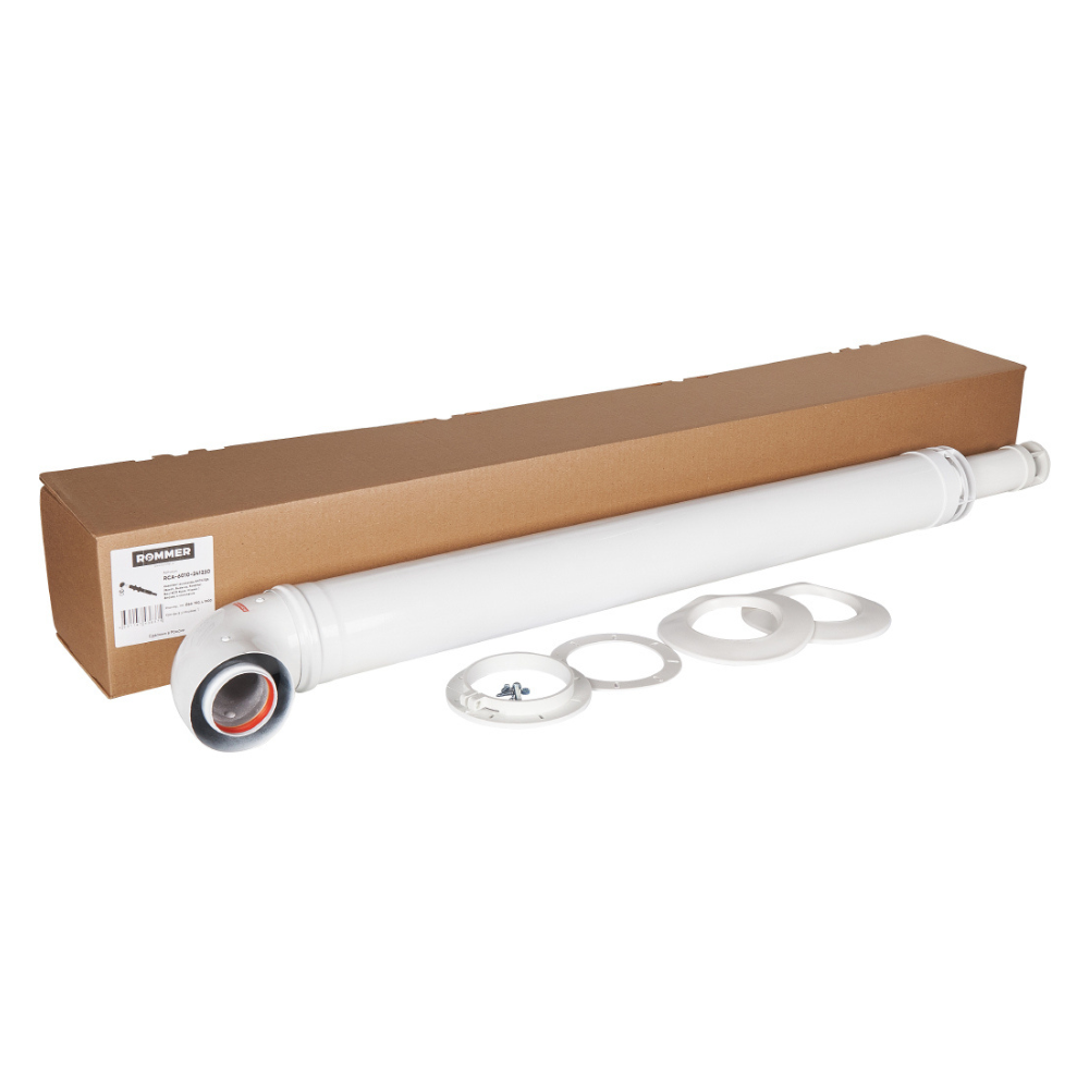 Комплект дымохода АНТИЛЁД D60/100 L1220 мм (для котлов Bosch, Buderus, Navien S/C/E, Baxi ECO Nova/Classic, Baltur, Fondital) фланец в комплекте, традиционный / Rommer фото на multiBOX