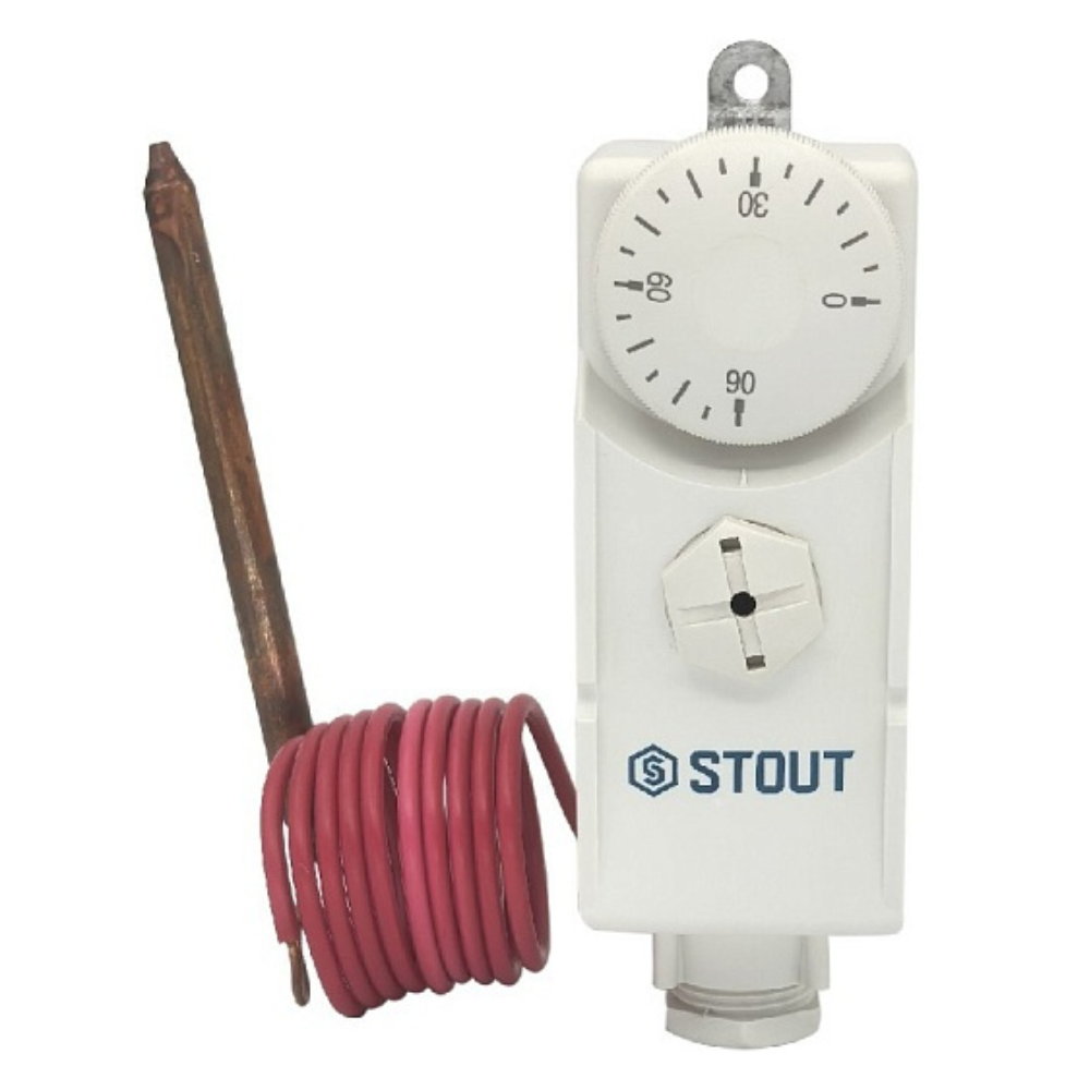 Термостат 0-90°С с капиллярной трубкой 1 м и датчиком, механический / Stout фото на multiBOX