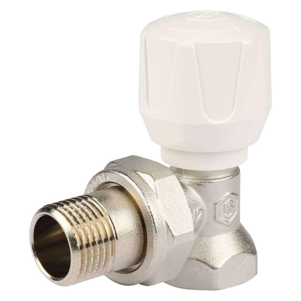 Терморегулирующий ручной клапан 1/2" для радиатора, угловой / Stout фото на multiBOX