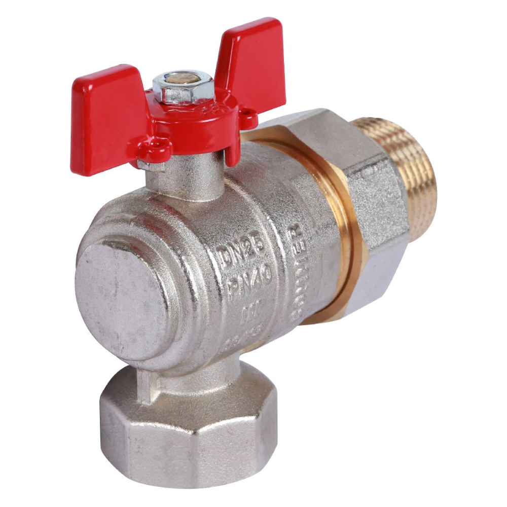 Кран шаровой угловой с американкой 1" ВР-НР, ручка бабочка / Rommer фото на multiBOX