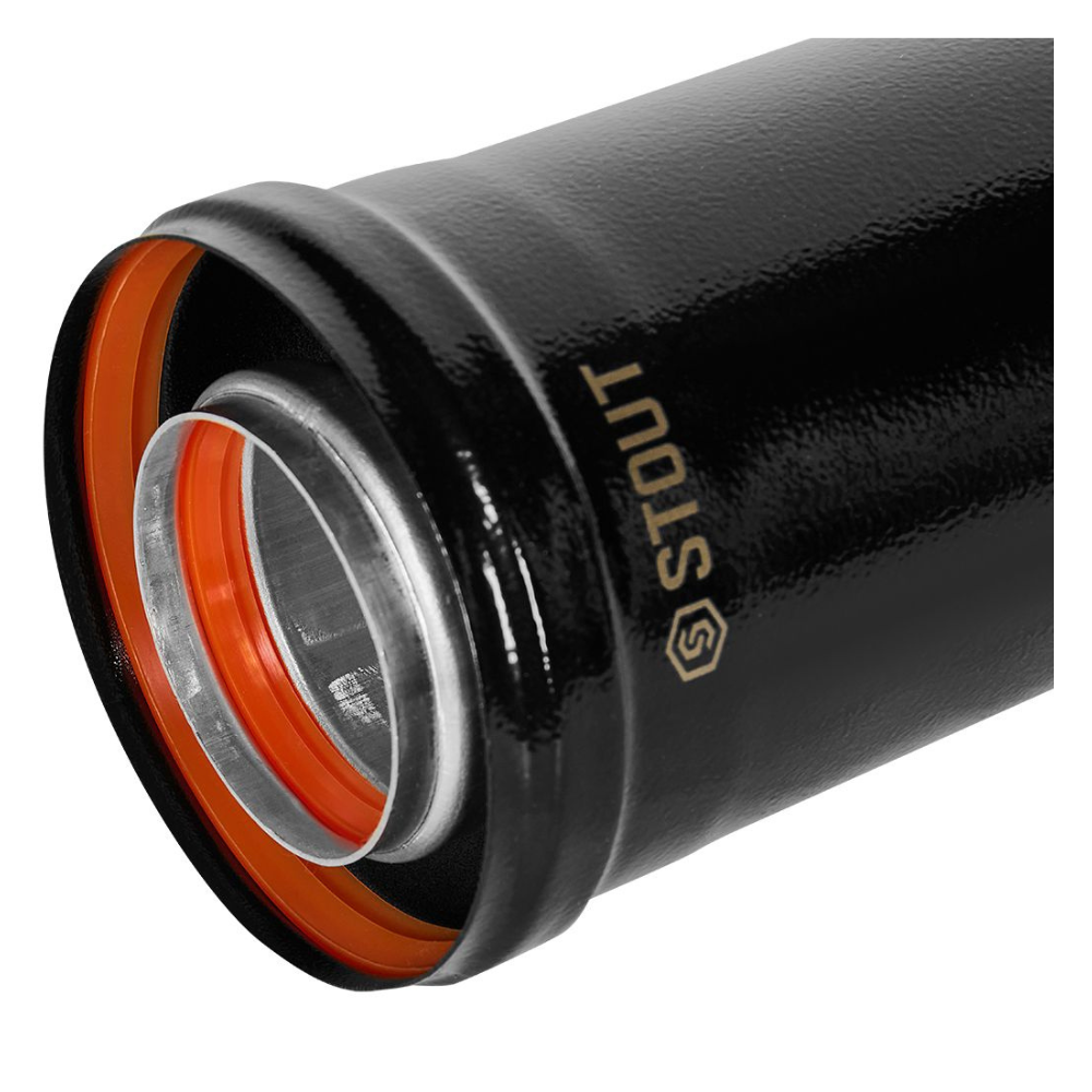 Удлинитель D60/100 п-м L250 мм, черный, традиционный / Stout фото на multiBOX