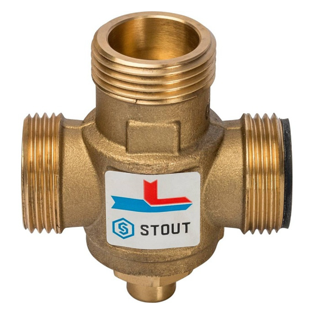 Термостатический смесительный клапан 1" НР - 1 1/2" ВР - 1" НР, 70°С / Stout фото на multiBOX