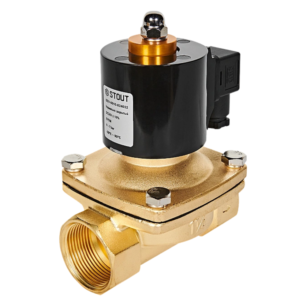 Электромагнитный клапан 1 1/4" НЗ, 24В, прямого действия / Stout фото на multiBOX