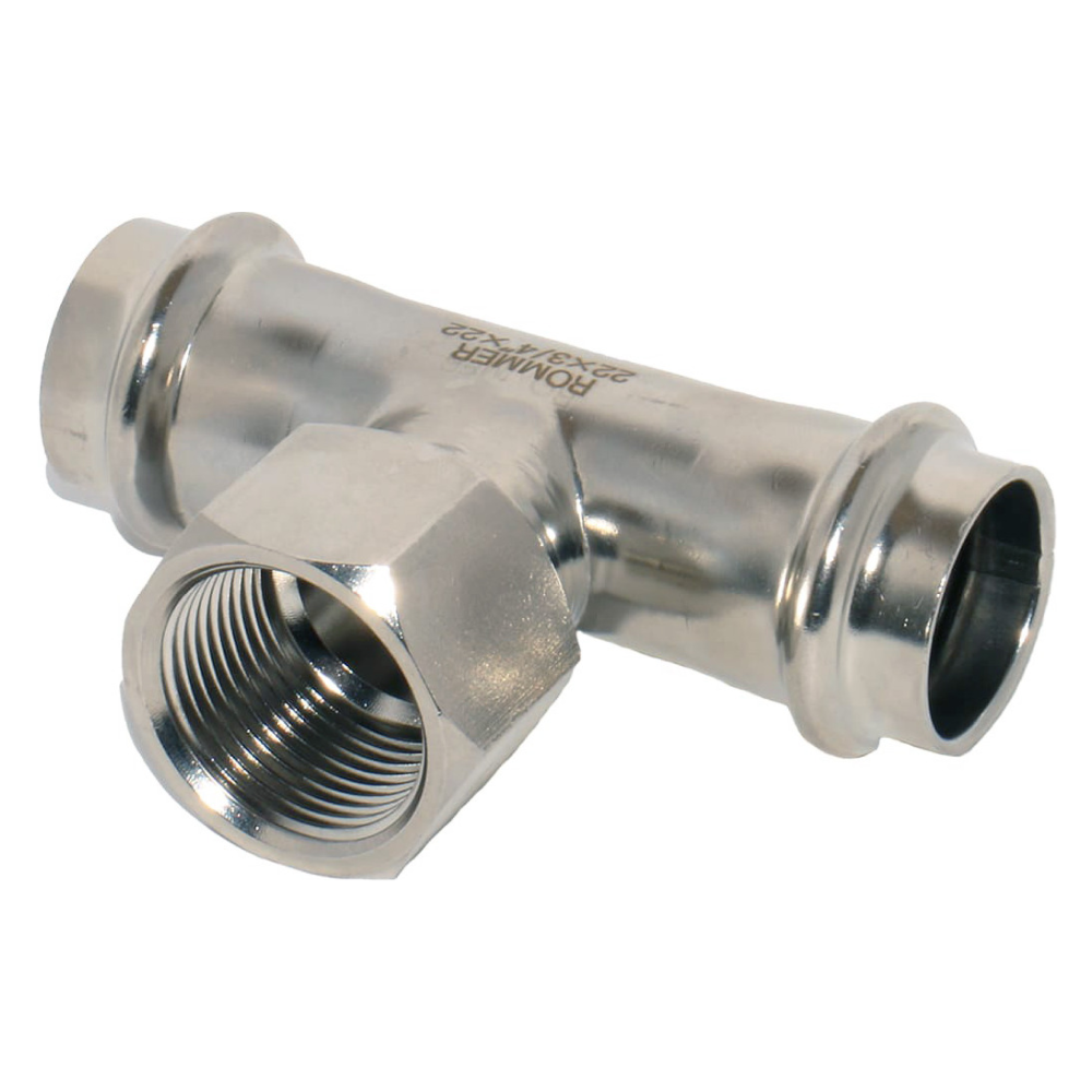 Тройник-переходник ВПр-ВР 22х3/4" из нерж. стали прессовой / Rommer фото на multiBOX