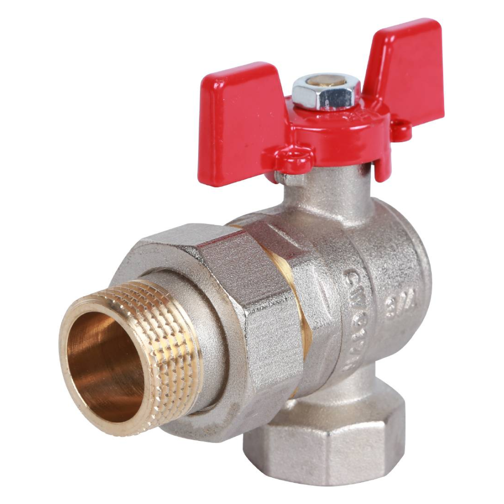 Кран шаровой угловой с американкой 3/4" ВР-НР, ручка бабочка / Rommer фото на multiBOX