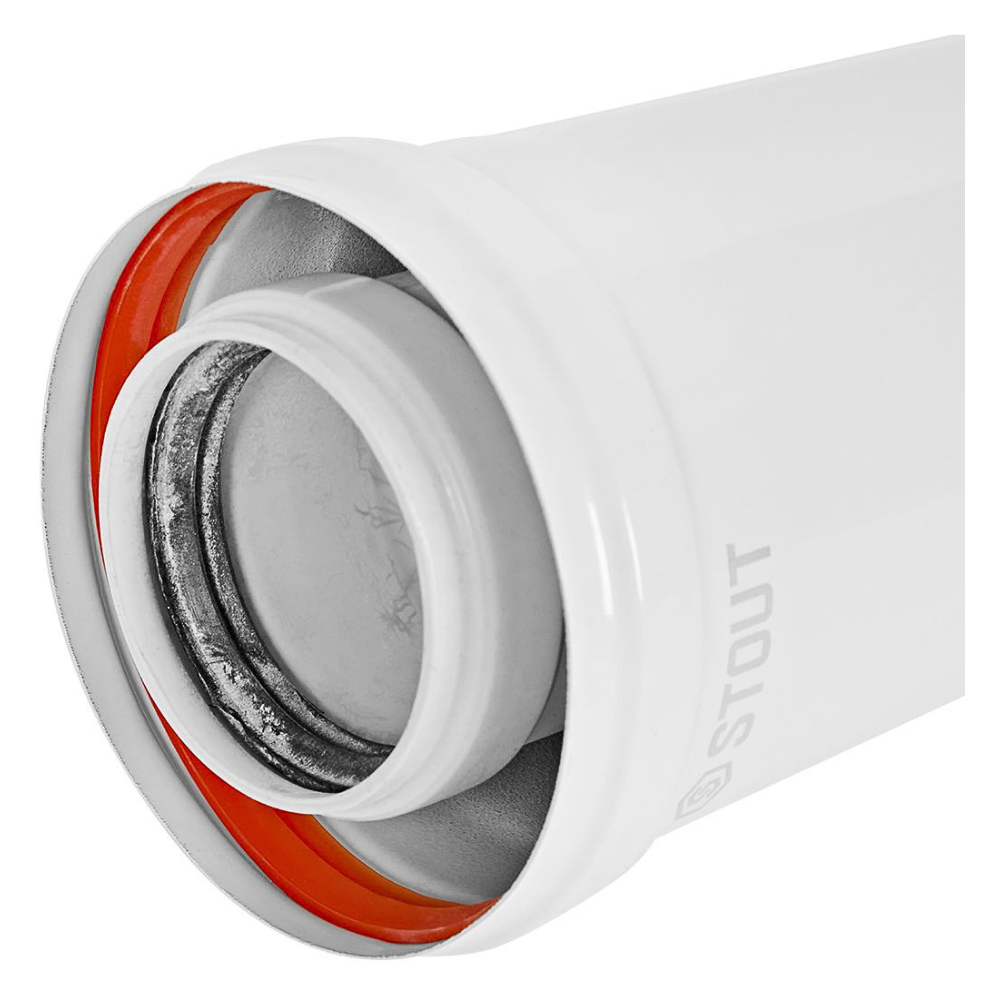 Удлинитель D60/100 п-м L1000 мм, конденсационный / Stout фото на multiBOX