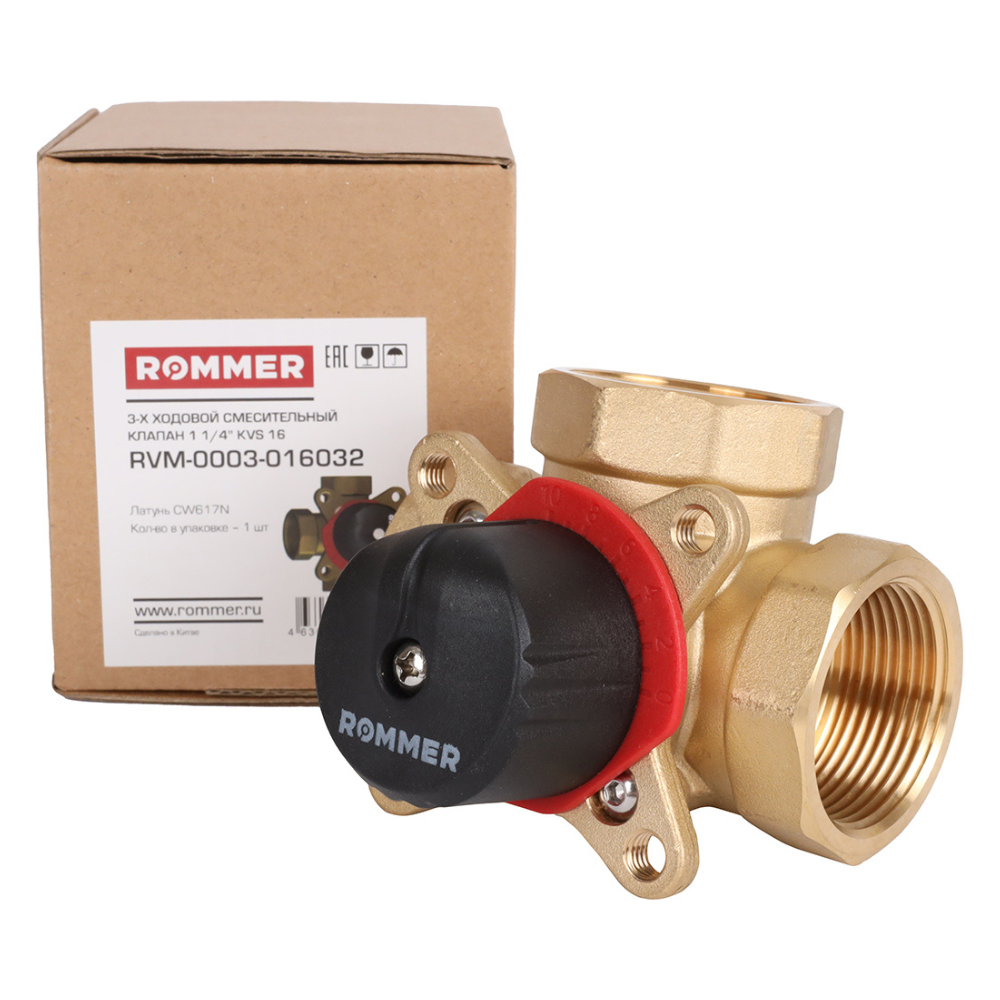 Трехходовой смесительный клапан 1 1/4" ВР, KVs 16 / Rommer фото на multiBOX