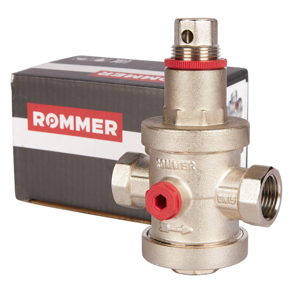 Редуктор давления 1/2" ВР-ВР с выходом под манометр PN25 / Rommer фото на multiBOX