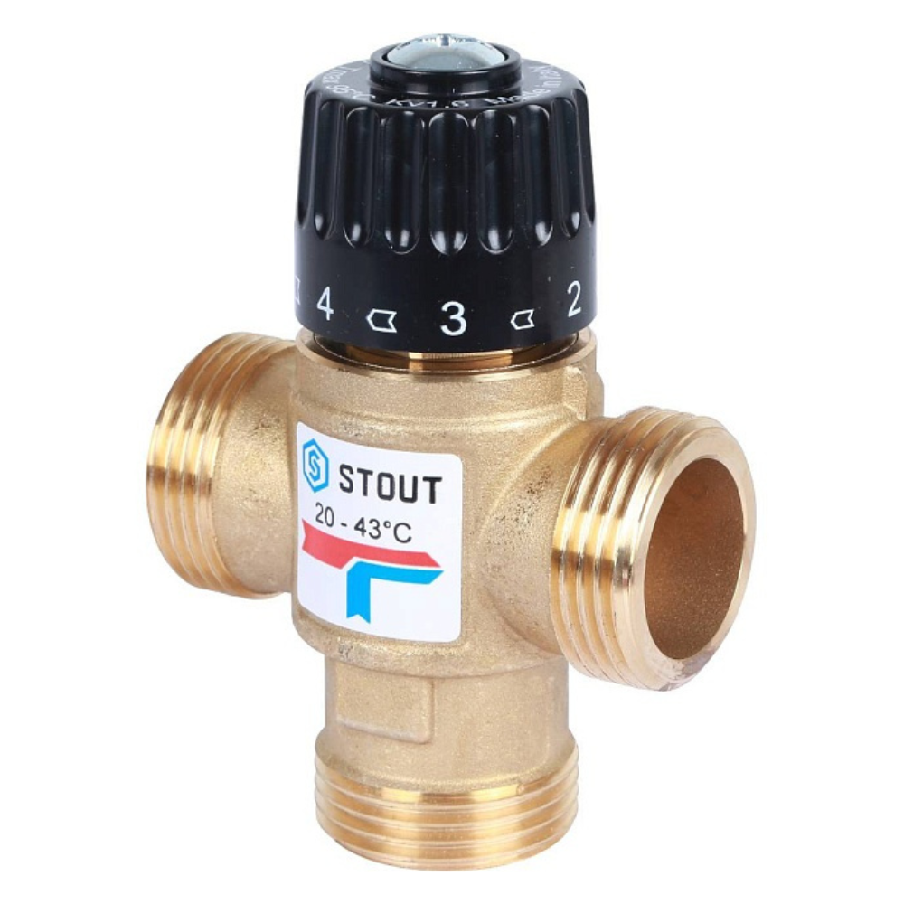 Термостатический смесительный клапан 1" НР, 20-43°С, KVs 1.6 / Stout фото на multiBOX