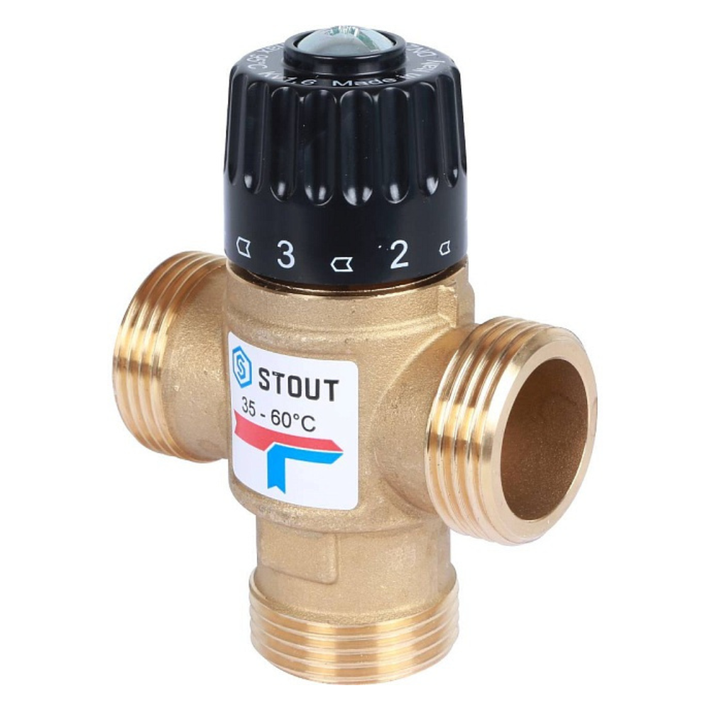 Термостатический смесительный клапан 1" НР, 35-60°С, KVs 1.6 / Stout фото на multiBOX