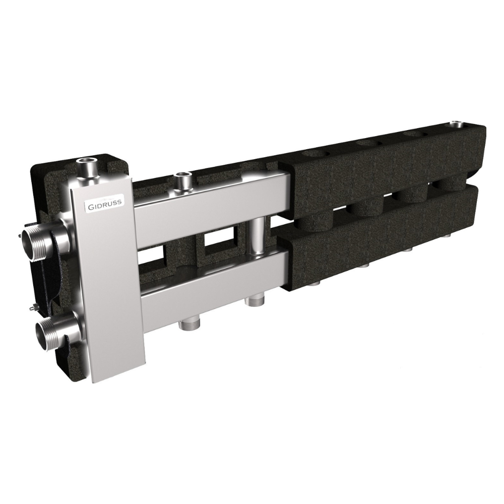 Коллектор с гидроразделителем на 3+1 контура BMSS-80-4D.EPP до 80 кВт, нерж. сталь, EPP-термоизоляция / Gidruss фото на multiBOX