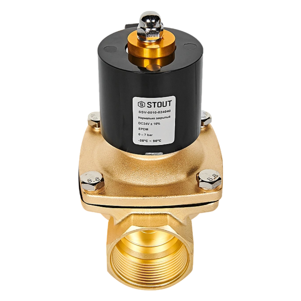 Электромагнитный клапан 1 1/2" НЗ, 24В, прямого действия / Stout фото на multiBOX