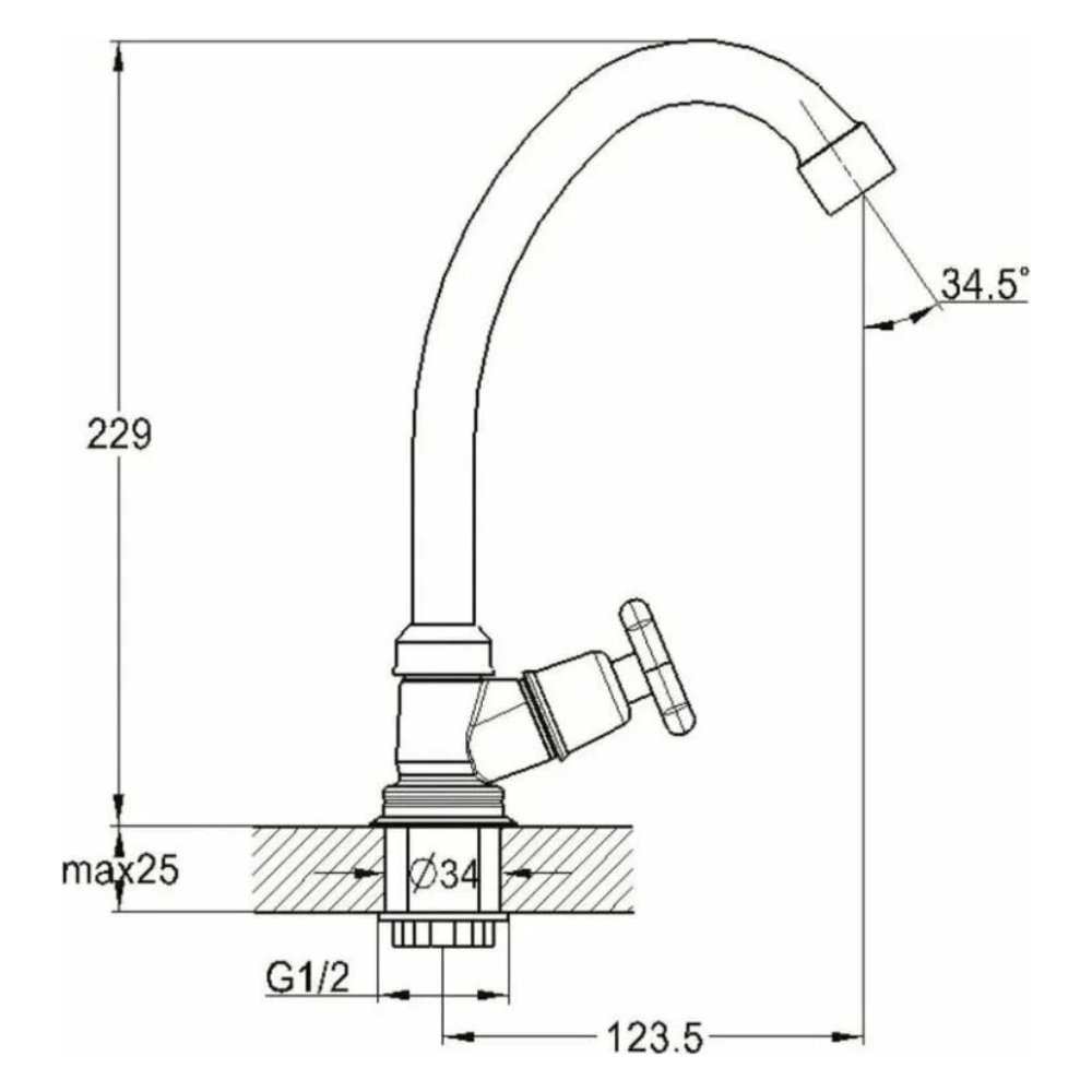 Моно-смеситель для умывальника вентильный (тип I), серия 600 (EC0604) / Econoce фото на multiBOX