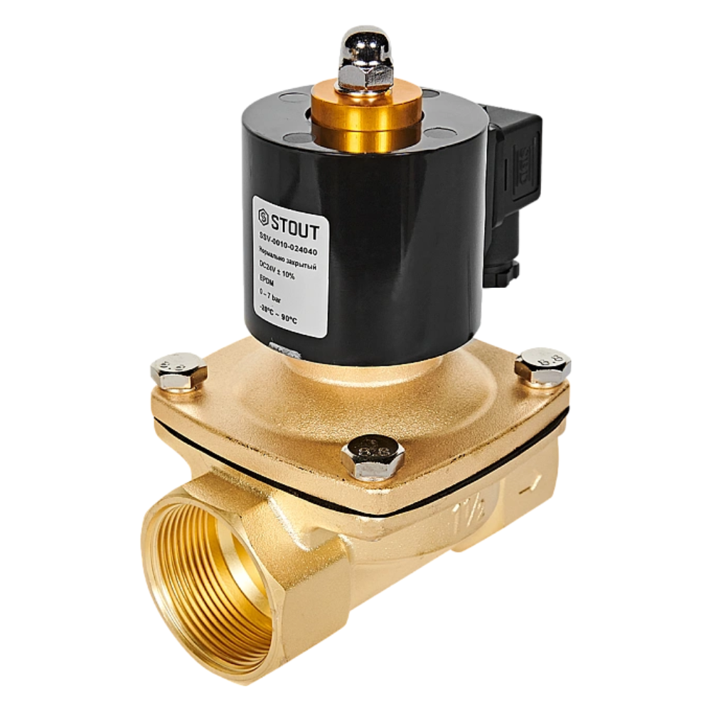Электромагнитный клапан 1 1/2" НЗ, 24В, прямого действия / Stout фото на multiBOX
