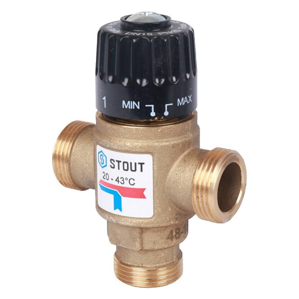 Термостатический смесительный клапан 3/4" НР, 20-43°С, KVs 1.6 / Stout фото на multiBOX