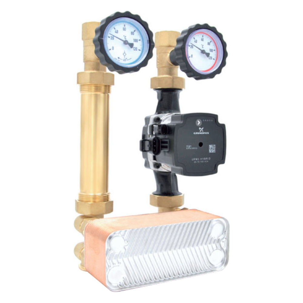 Насосная группа с теплообменником 30 пластин ECO 2 1" DN25, без насоса / HuchEntec фото на multiBOX