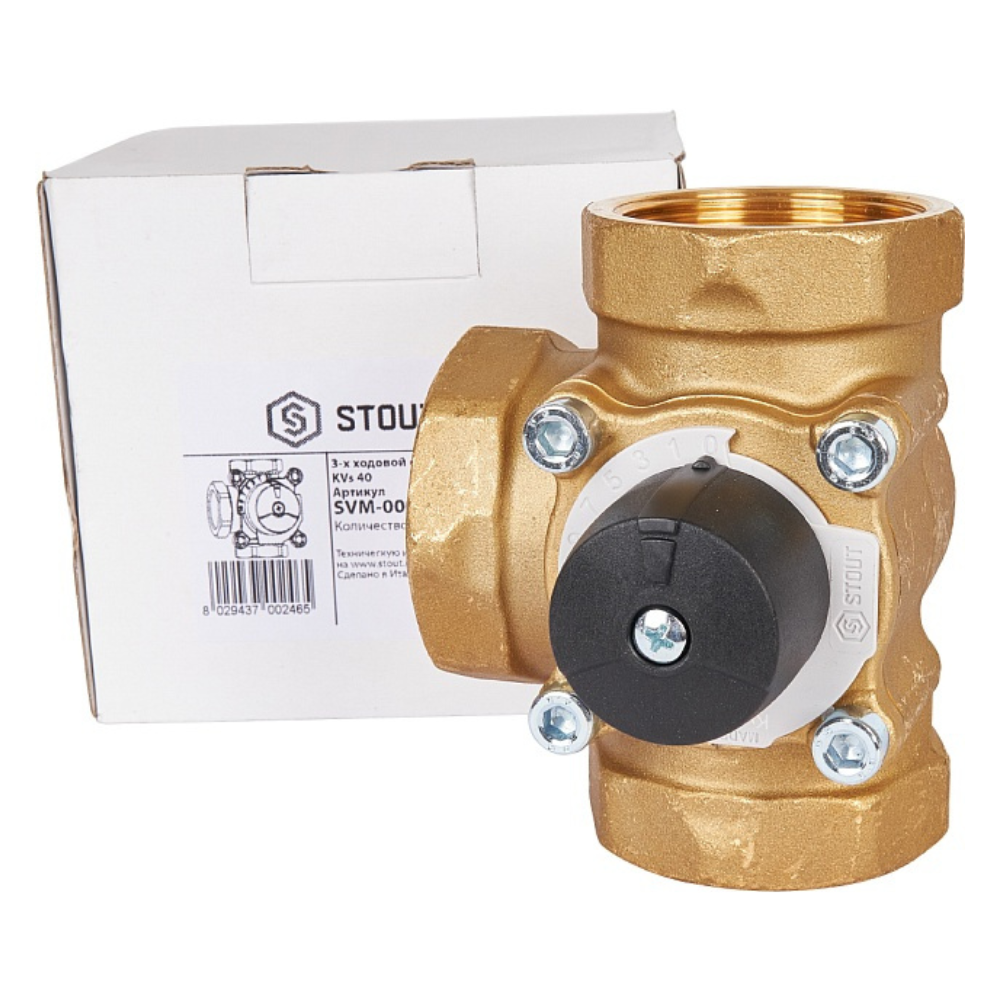 Трехходовой смесительный клапан 2" ВР, KVs 40 / Stout фото на multiBOX