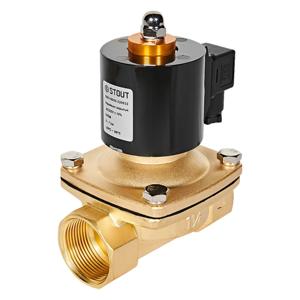 Электромагнитный клапан 1 1/4" НЗ, 220В, прямого действия / Stout фото на multiBOX