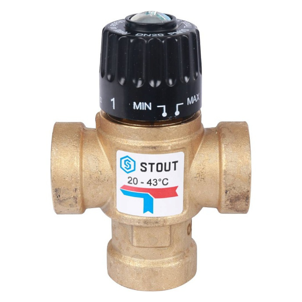 Термостатический смесительный клапан 3/4" ВР, 20-43°С, KVs 1.6 / Stout фото на multiBOX