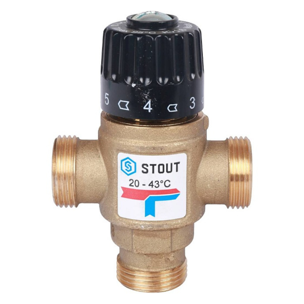 Термостатический смесительный клапан 3/4" НР, 20-43°С, KVs 1.6 / Stout фото на multiBOX