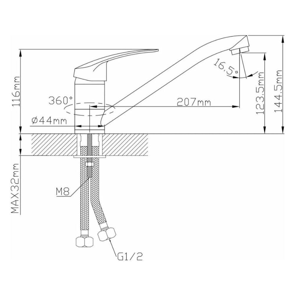 Смеситель для кухни (Lt) D35, серия SHU (AVSHU4-A135-442) / AV Engineering фото на multiBOX