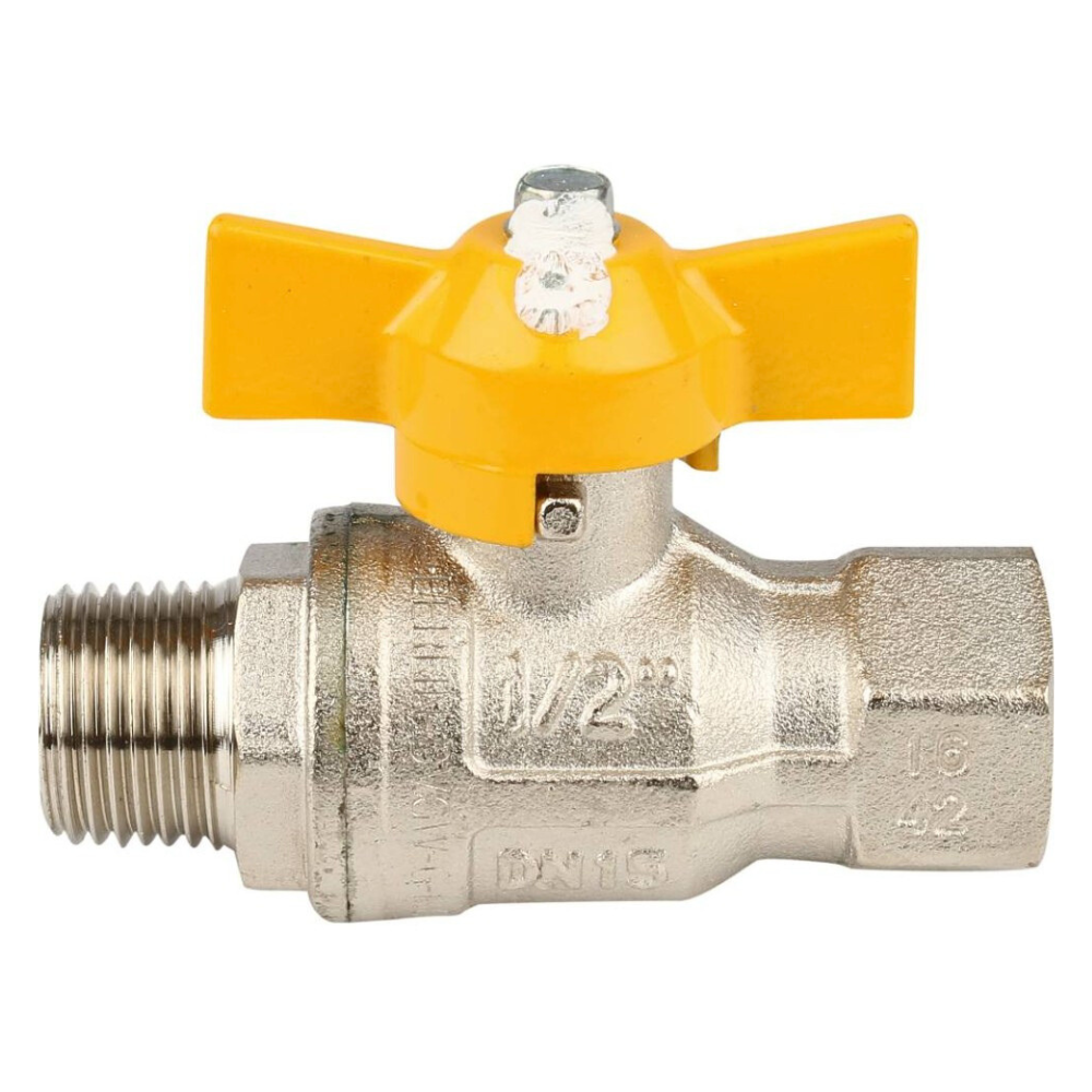 Кран шаровый для газа BERLIN 073, 1/2" НР-ВР полнопроходной, ручка бабочка / Itap фото на multiBOX